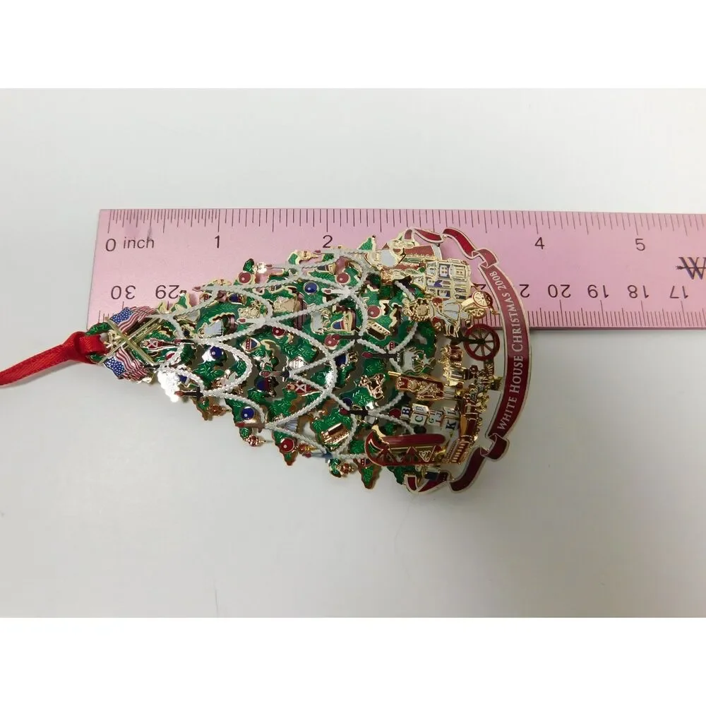 White House Christmas Ornament 2008 3-D Tree for Hanging Box & Booklet